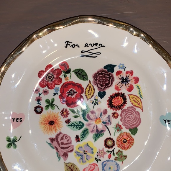 Anthropologie Nathalie Lete Forever Floral Engagement Wedding Plate - Picture 3 of 5